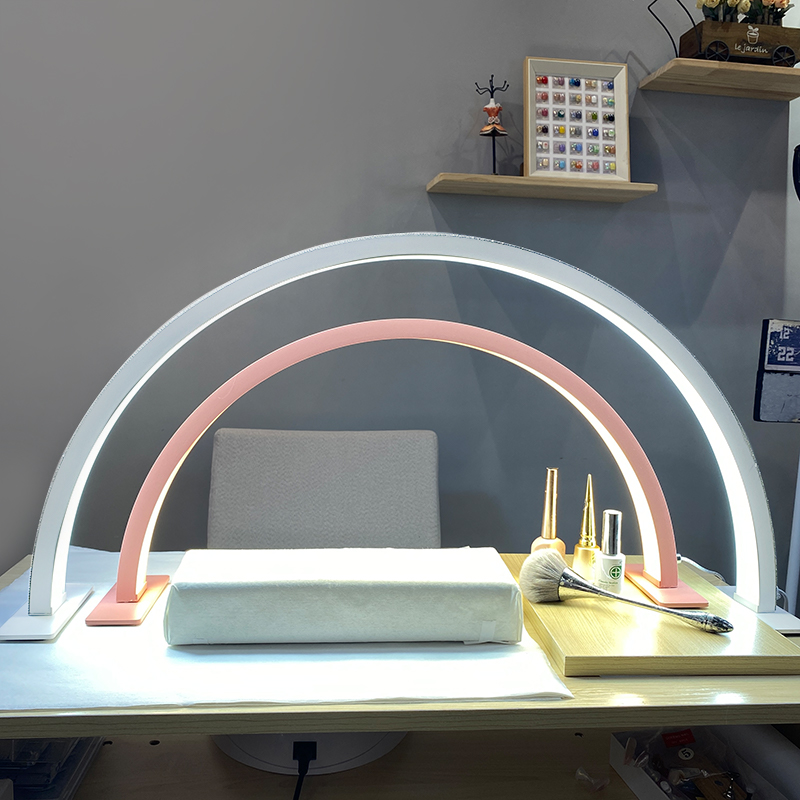 Beauty Makeup Light - ไฟ LED สำหรับทำเล็บแบบครึ่งวงกลม ปรับความสว่างได้ เหมาะสำหรับร้านเสริมสวย ต่อขนตา