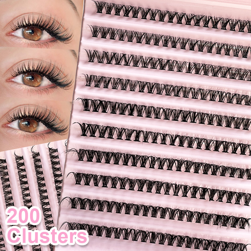 False Eyelashes Natural - ขนตาปลอมแบบช่อ 8-16 มม. 200 ชิ้น ขนตาแบบกลุ่ม