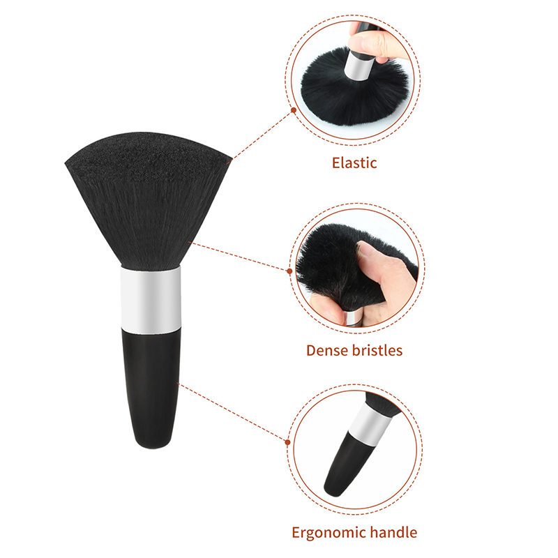 Beauty Queen Makeup - แปรงปัดฝุ่นคอและใบหน้าแบบใหม่ สีดำ สำหรับช่างตัดผม แปรงทำความสะอาดเส้นผม แปรงสำหรับร้านทำผม ตัดผม
