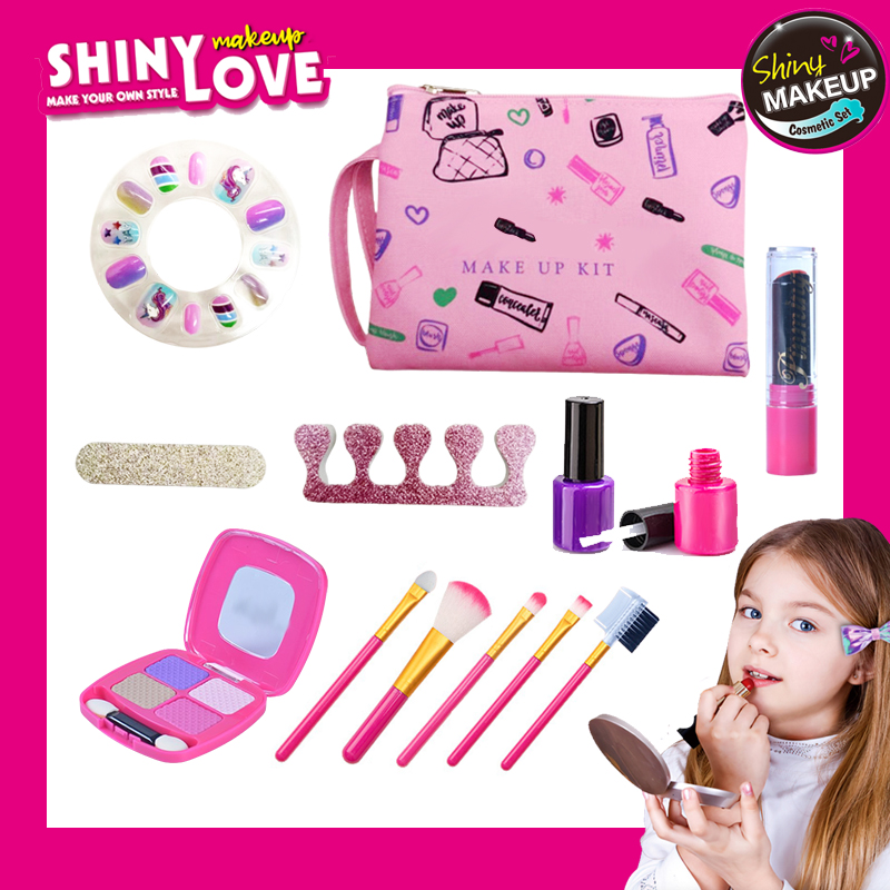 Beauty Makeup Game - ชุดแต่งหน้าสำหรับเด็กผู้หญิงพร้อม tas kosmetik ของเล่นแต่งหน้าเพลย์เฮ้าส์-ชุดเดินทางโทรศัพท์มือถือชุดเสริมสวยเล็บลิปสติกเกมของเล่นแสนสนุก