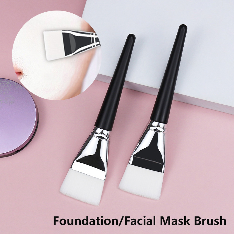 Beauty Makeup Foundation - แปรงมาส์กหน้าบางหัวแบนสีขาวขนนุ่มแปรงทารองพื้นเครื่องมือเฉพาะสำหรับร้านเสริมสวย