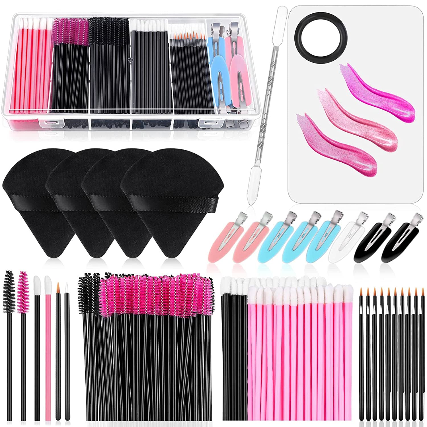 Beauty Queen Makeup - Applicators แต่งหน้าชุดสามเหลี่ยมแต่งหน้าพัฟผสม Palette Eyeline มาสคาร่า Lip