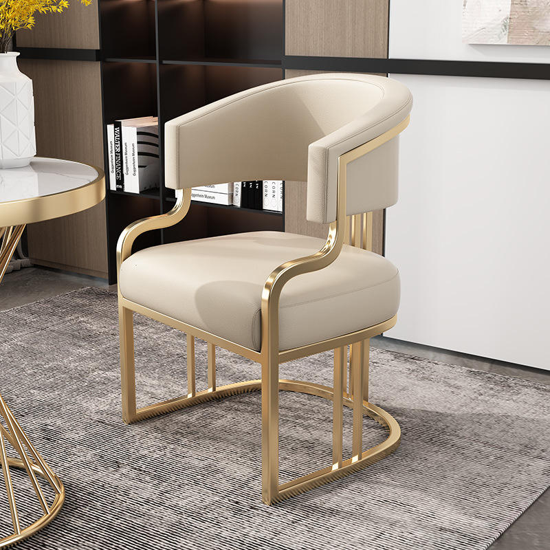 Beauty Makeup Chair - # เก้าอี้รับประทานอาหารระดับไฮเอนด์ ดีไซน์หรูหรา โครงโลหะ หุ้มหนัง พร้อมที่วางแขน
