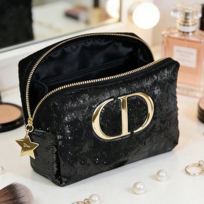 Beauty Makeup Dior - กระเป๋าคริสเตียน ดิออร์ ดิออร์ วินเทจ หรูหรา กำมะหยี่สีดำ
