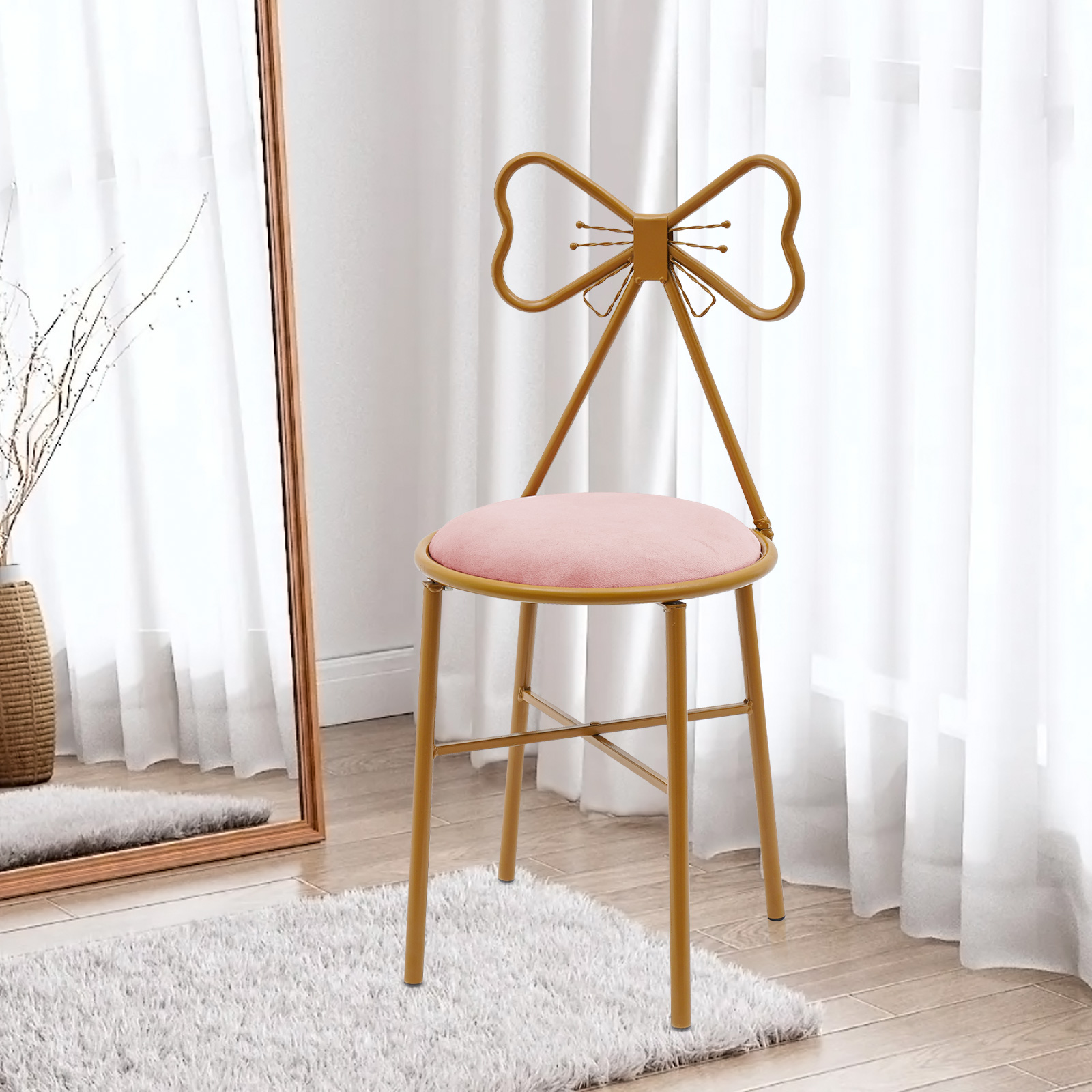 Beauty Makeup Chair - ผีเสื้อ Bow Tie Vanity เก้าอี้โมเดิร์น Vanity