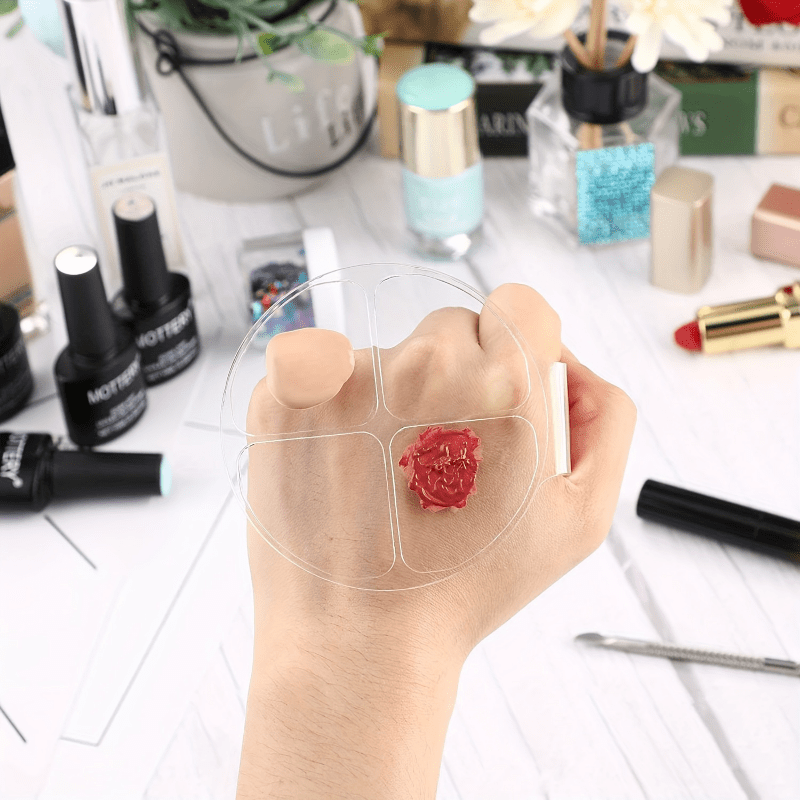 Beauty Makeup Foundation - แผ่นผสมสีอะคริลิคทรงกลมสี่ช่อง, อุปกรณ์แต่งหน้ารองพื้นแบบน้ำ, เหมาะสำหรับบุคคลทั่วไปและร้านเสริมสวย