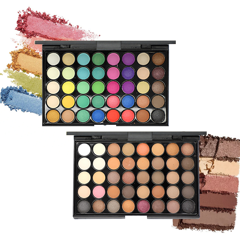 Beauty Makeup Palette - พาเลตต์อายแชโดว์ 40 สี - เนื้อแมตต์และชิมเมอร์, สีน้ำตาลนู้ดเข้ม,