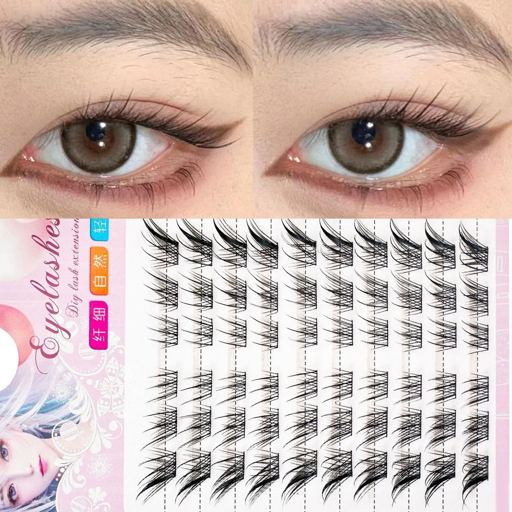 False Eyelashes Natural - ขนตาปลอมแบบกลุ่ม 3 มิติ ทรงแคทอาย สำหรับผู้หญิง ให้ลุคธรรมชาติแบบมังงะ