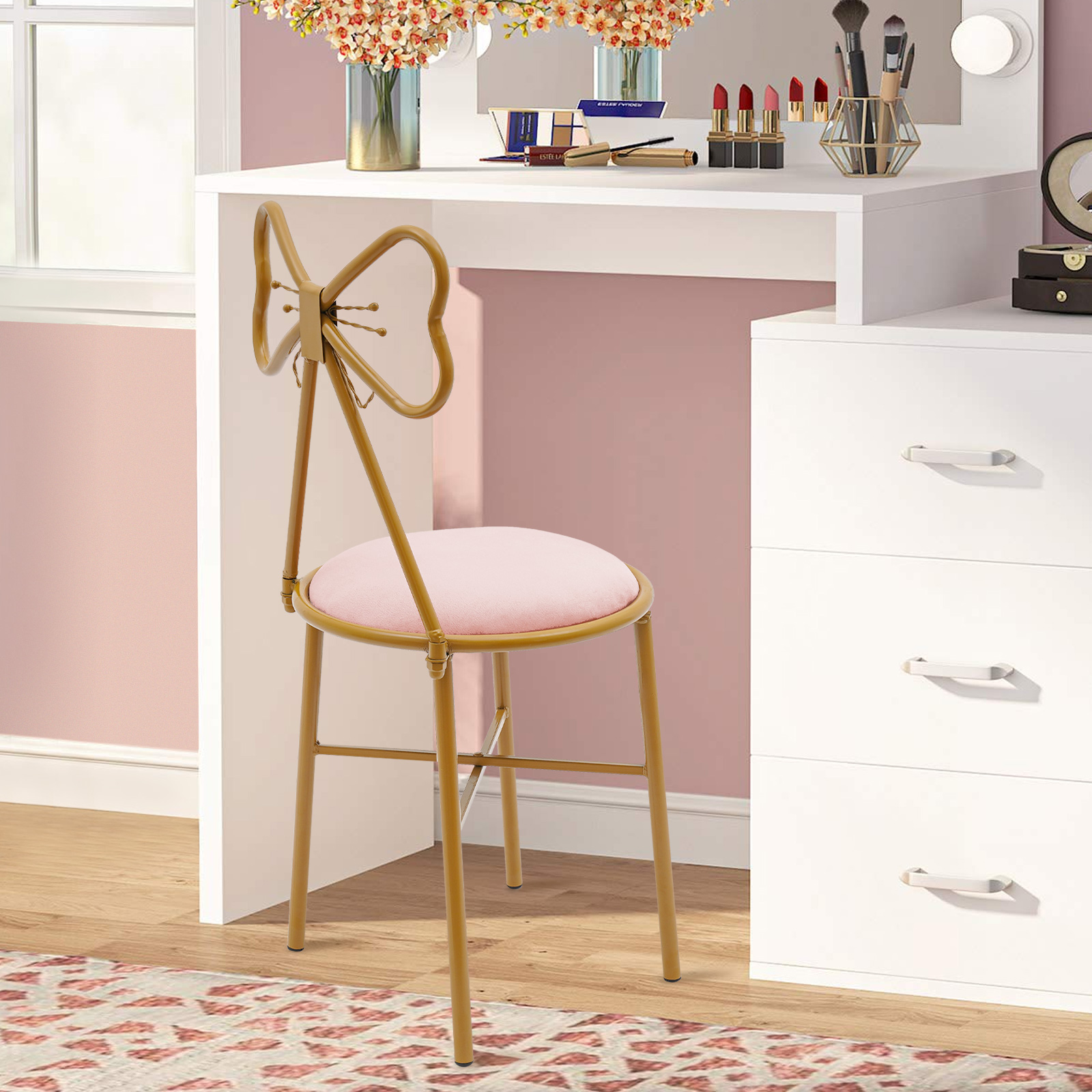 ผีเสื้อ Bow Tie Vanity เก้าอี้ - Beauty Makeup Chair บทวิจารณ์และราคา