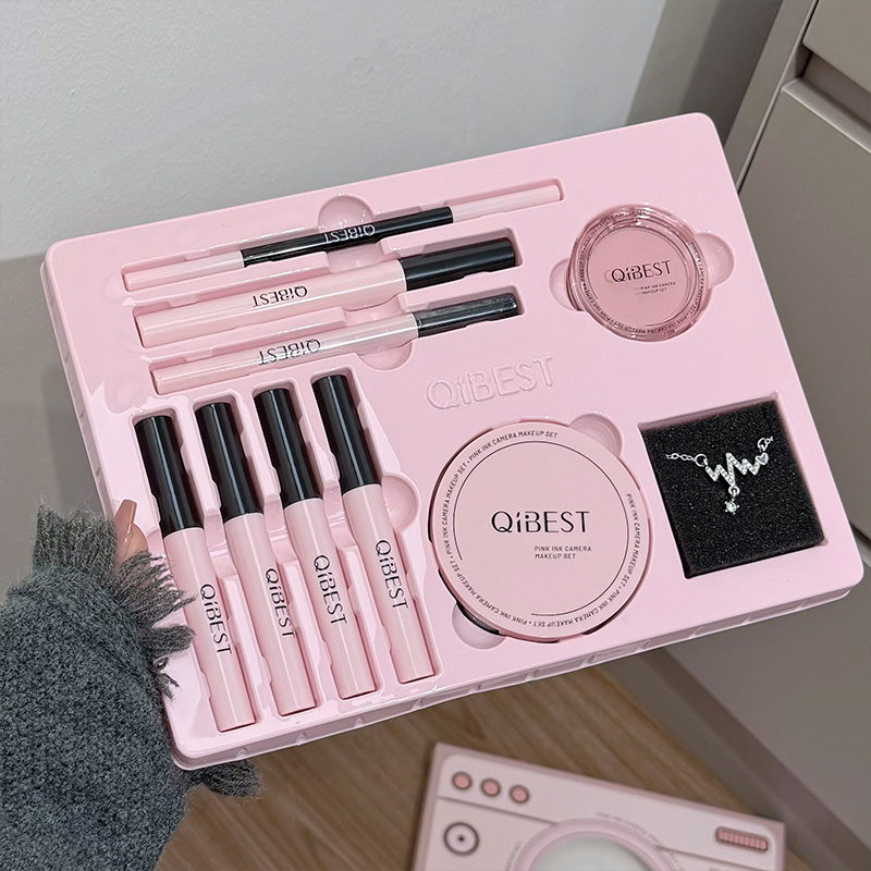 ชุดเครื่องสำอาง QIBEST สีชมพู  - Beauty Makeup Camera บทวิจารณ์และราคา